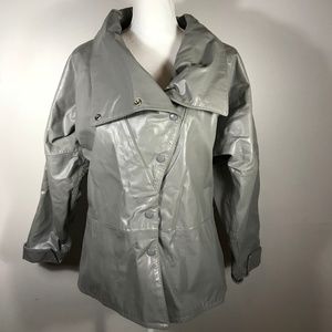 Vintage 80s Gray Leather Jacket Coat